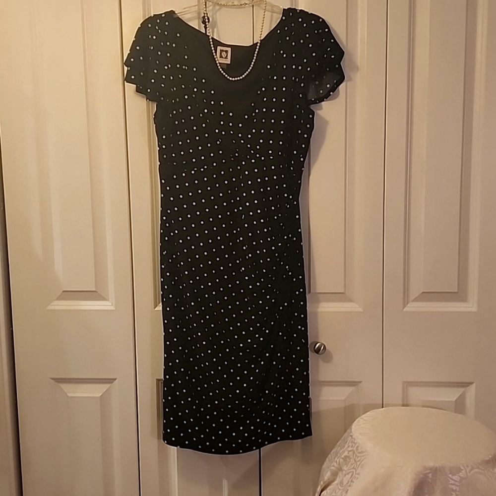 Anne Klein, polka dot dress, size 10